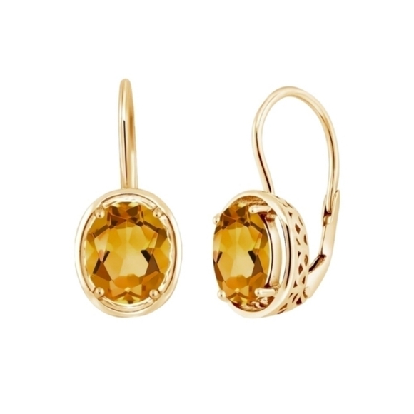 18K Yellow Gold 3.0ct Citrine Dangle Earrings Anniversary Gift Birthstone 925 - Picture 1 of 3